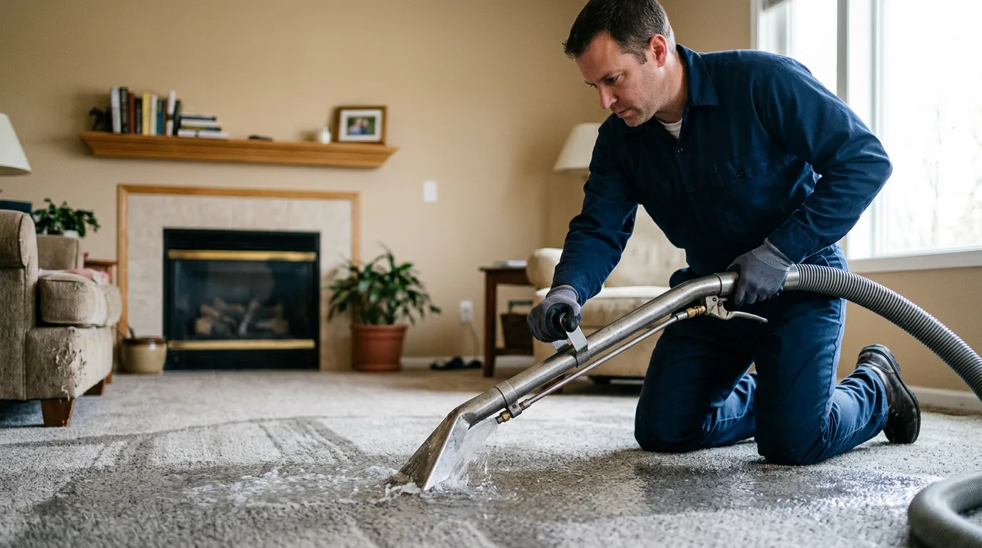 Water damage restoration technician working near Pompano Beach, FL